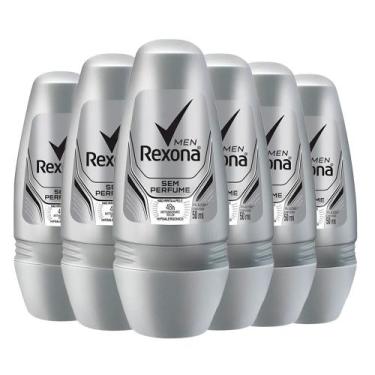 Imagem de Kit Desodorante Roll On Rexona Men Sem Perfume 50ml - 6 Unidades