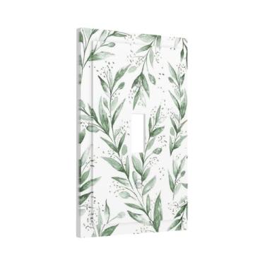 Imagem de Green Sage Olive Leaf 1 Gang Light Switch Plate Outlet Decorativo Single Toggle Wall Plate Electrical Switchplate Faceplat Room Decor