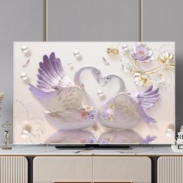 Imagem de Capa de TV Capa protetora contra poeira de TV com impressão moderna para LCD LED desktop/suspensão/protetores de tela curvados para sala de estar arte decoração tecido-roxo||40-43 polegadas (102 x 65