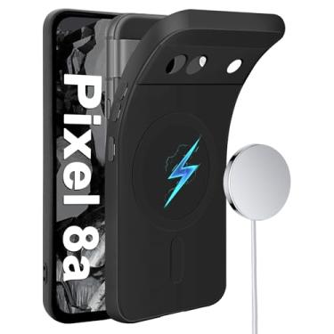 Imagem de Capa magnética para Google Pixel 8a, adequada para Mag-Safe, de silicone macio e fino para celular Google Pixel 8a Capa protetora com forro de microfibra de borracha gel para Pixel 8a 6,1 polegadas