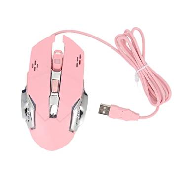 Imagem de Mouse para jogos com fio, mouse óptico USB ergonômico para computador, mouse silencioso DPI leve e ajustável com luz de fundo RGB para 7, 8, 10, XP (rosa)