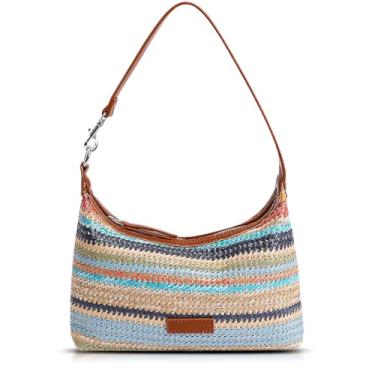 Imagem de QTKJ Bolsa de praia de palha para mulheres, sacola de grande capacidade, bolsa de mão para férias, viagens, uso diário (estilos 538