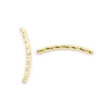 Imagem de Malahill Contas curvas para fabricação de joias 50 peças 2 x 20 mm ouro 18k