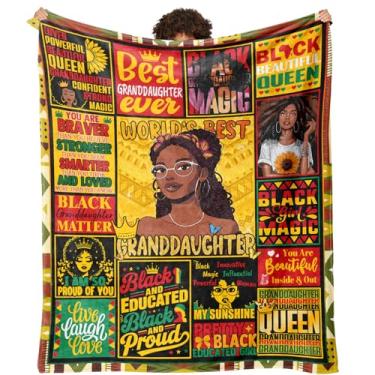 Imagem de OIIJZzy Presentes de neta afro-americana da avó vovô, cobertor de presentes de neta para meninas negras, ideias de presentes para aniversário, Natal, formatura, cobertor 152 x 127 cm