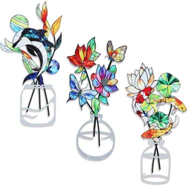 Imagem de ZogCowy 3 peças de arte de parede de flores de metal, decoração de parede para banheiro, sala de estar, quarto, cozinha, sala de jantar, decoração rústica de casa de fazenda - presentes de inauguração