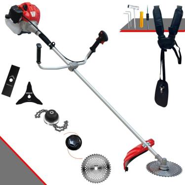 Imagem de Aparador de Grama Anmax CG520P À Gasolina 2T 52cc 2,2HP 10.000rpm Com Carretel + Lâmina Facão + Lâmina 3 Pontas + Lâmina 40 Dentes de Vídea + Trimmer