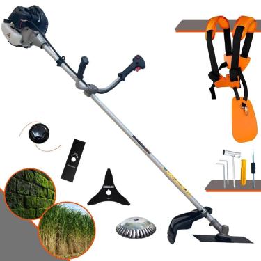 Imagem de Roçadeira Profissional Anmax CG430-B Motor 2 Tempos 43cc 12.000rpm 1,7HP de Potência Com Carretel e Faca 2 Pontas + Faca 3 Pontas + Escova de Aço