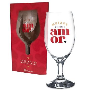 Imagem de Taça De Vidro C- Frases - 385ml - Brasfoot - Metade De Mim E Voce