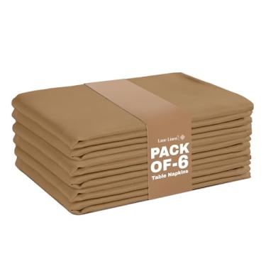 Imagem de LANE LINEN Pacote com 6 guardanapos de pano natural, 50 x 50 cm, guardanapos de jantar 100% poliéster com bordas com bainha, guardanapos laváveis e reutilizáveis, ideais para festas, casamentos e