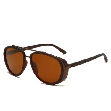 Imagem de Óculos de sol retrô à prova de vento, estilo steampunk, redondo, clássico, UV400, masculino e feminino (C1)