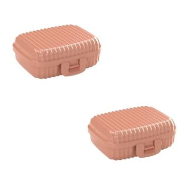 Imagem de Kit 2 Saboneteiras Multiuso Com Trava Moderna Plasútil Porta Sabonetes Objetos(2 PÊSSEGO)