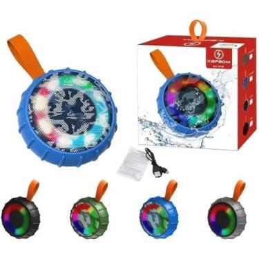Imagem de Caixa de Som Bluetooth Portátil à Prova D'água, LED RGB, Mini Alto-falante Sem Fio com Alça, Azul