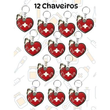 Imagem de 12 ou 24 Chaveiros enfermagem enfermeiro enfermeira chaveiro estetoscó