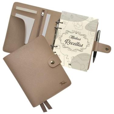 Imagem de Agenda Minhas Receitas 195-R Personalizada Raffai Couros, Nude