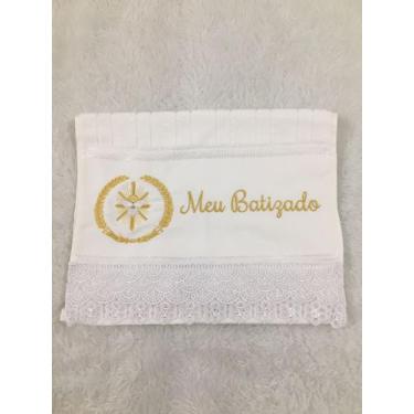 Imagem de Toalha de lavabo Branca Bordada Meu Batizado - DaniBordados
