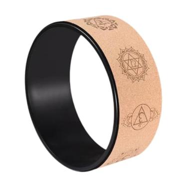 Imagem de KiBcsLic Roda de ioga para exercícios de flexão para trás, rolo de 12,2 polegadas, massagem antiderrapante, anel de pilates, roda de alongamento para flexões, Marrom