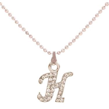 Imagem de Touchstone Bollywood indiano feito à mão com letra do nome do alfabeto amor expressivo strass branco designer joia grossa fofa corrente elegante pingente em tom prata para mulheres, Metal, Sem Pedra