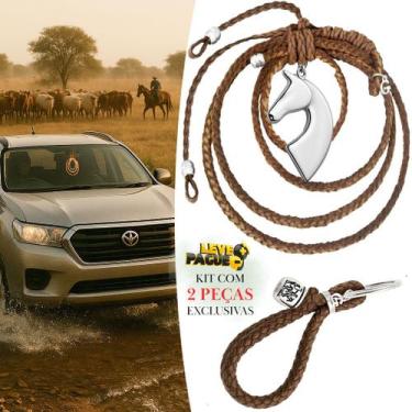 Imagem de Penduricalho Marrom Porta Chaves Retrovisor de Carro Cavalo Country - 