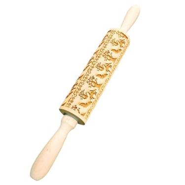 Imagem de Fenteer Rolo de massa de madeira em, rolo de massa para festas, carimbos para biscoitos, padrões para waffles, confeitaria, fondant, pão, tortas, Aranha