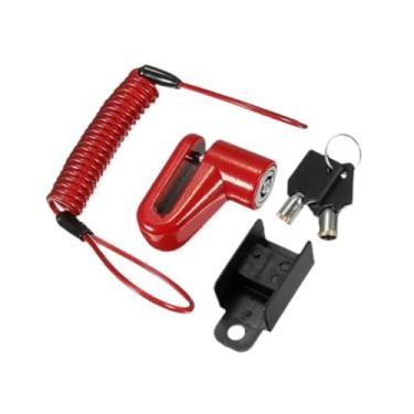 Imagem de YIJU Trava de freio a disco antirroubo, fácil de usar, cadeado antirroubo, cadeado de freio a disco para motocicletas, bicicletas elétricas, Preto Vermelho