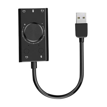 Imagem de Placa de som USB externa, microfone estéreo, fone de ouvido, adaptador de áudio com ajuste de interruptor de volume silencioso