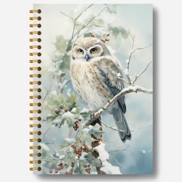 Imagem de Caderno de Natal de coruja, diário de Natal de fazenda, presentes de coruja, presentes de escritório de Natal para colegas de trabalho, caderno de composição de Natal, caderno espiral de Natal 14 x 21