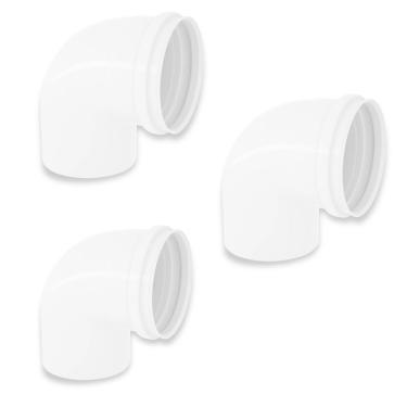 Imagem de Kit 3 Cotovelos Joelho Esgoto Pvc 90 Graus Branco 75Mm