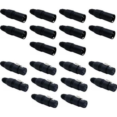Imagem de Kit 20 Conector Xlr Canon Femea E Macho Preto Sk013 Sk014