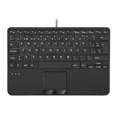 Imagem de Perixx PERIBOARD-525ES, Mini teclado USB com cabo e painel táctil - Teclas de tijera tipo X - 28 x 18 x 2,8 cm - 2 concentradores USB integrados - Español