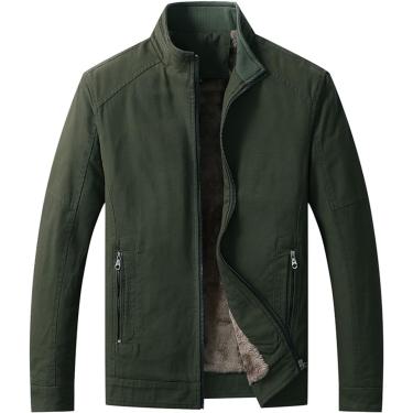 Imagem de Jaquetas Masculinas De Lã Sherpa à Prova De Vento Com Gola Virada Para Baixo Manga Longa Cor Sólida Ajuste Regular Quente Grosso Militar Jaqueta Bomber Agasalhos De Trabalho Com, A-Green, 3XL