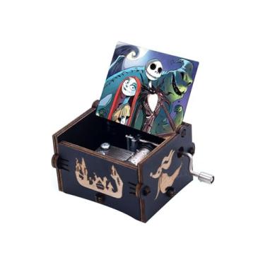 Imagem de Ozzwolle Caixa de música de madeira, toca "This is Halloween" Melody Movie Theme Wood Musical Box, Halloween, Natal, Ação de Graças para meninos e meninas