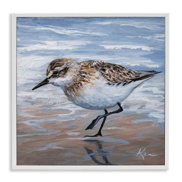 Imagem de Stupell Industries Pintura Sand Piper Shore em giclée emoldurada branca por Lindsay Kivi Fine Art, 17 x 17