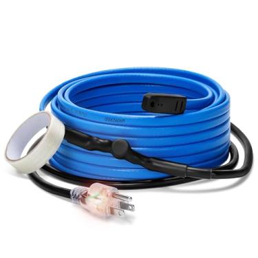 Imagem de Cabo de aquecimento de tubo com termostato para proteção contra congelamento, cabo de 9 m + linha de energia de 1,8 m, fita térmica para isolamento de água, traço para casa, telhado, trailer, calha