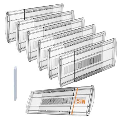 Imagem de Pacote com 6 divisórias de gaveta ajustáveis para roupas, 12,7 cm de altura, expansível de 33 a 56 cm, separadores de plástico de policarbonato para cômoda/quarto/banheiro/cozinha/armazenamento de