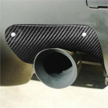 Imagem de 2 peças de capas de escapamento de fibra de carbono real para carro em ambos os lados do para-choque traseiro inferior, cor preta, compatível com Mitsubishi Lancer EVO 10th 2008-2015