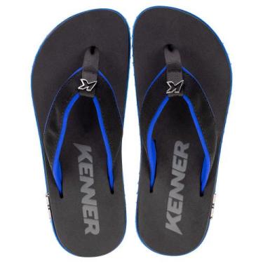 Imagem de Chinelo masculino kivah cushy kenner - tkh, Preto, Azul 01, 39
