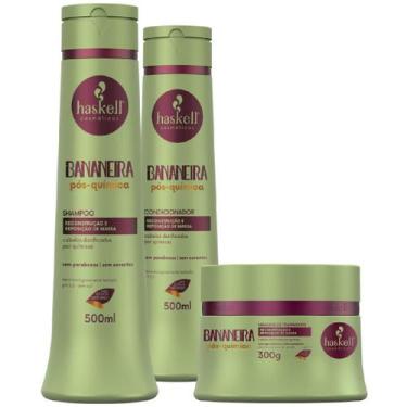 Imagem de Kit Haskell Bananeira Pós Química Shampoo Condicionador 500ml Máscara 