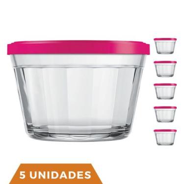 Imagem de 5 Potes Americano Vidro Tampa Colorida Alimento 1Litro Nadir - NADIR F
