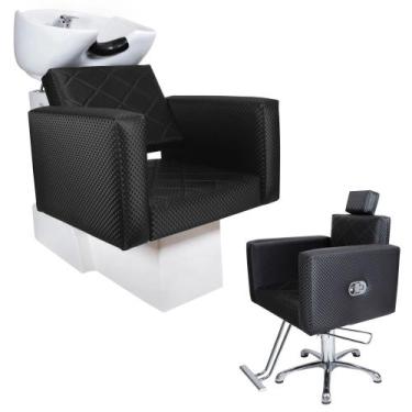 Imagem de KIT 1 Cadeira Reclinável 1 Lavatório Evidence Porcelana estofado Preto