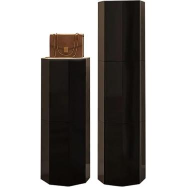 Imagem de Armário De Torre De Sapateira Giratória Redonda De 360 °, Lazy Susan, Suporte De Sapato Giratório De Metal Independente, Sapateira Vertical Para Armazenamento De Pequenos Espaço, 43cm-black, 169CM