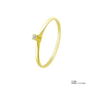 Imagem de Solitário Minimalista Ponto de Luz Branco 1,5mm em Ouro 18k - JoiaUnic