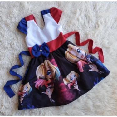 Imagem de Vestido Infantil Temático Simples Arlequina - EDYNHOKIDS, 03 ANOS A 04