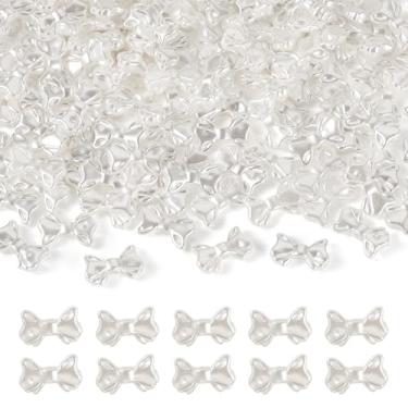 Imagem de Spritewelry 200 peças de contas de laço de plástico para pulseira ABS branco imitação pérola solta espaçador artesanato contas de laço para fazer joias brinco colar