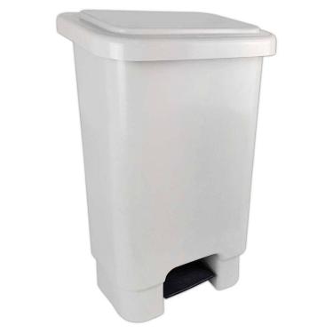 Imagem de Lixeira com Pedal Retangular de 50 Litros Branca Lar Plásticos