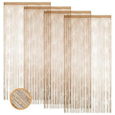 Imagem de Cortinas de corda VavoStocks Glitter 4 peças de champanhe de 100 x 200