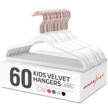 Imagem de Pacote de 60 cabides infantis de veludo HOUSE DAY para roupas infantis
