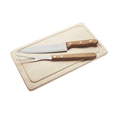 Imagem de Kit para Churrasco Tramontina com Lâminas em Aço Inox e Cabos em Madeira Natural 3 Peças