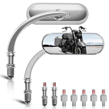 Imagem de Espelhos ovais de motocicleta para guidão - Espelhos universais mini Sportster para Harley CVO Dyna Street Glide Electra Glide Road Glide Road King Softail Sportster 1200 883