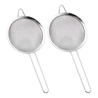 Imagem de GSHLLO 2 peças de filtro de malha fina com cabo peneiras de óleo em pó de aço inoxidável para cozinha peneiras de alimentos peneiras de suco de farinha peneiramento de chá solto peneira para