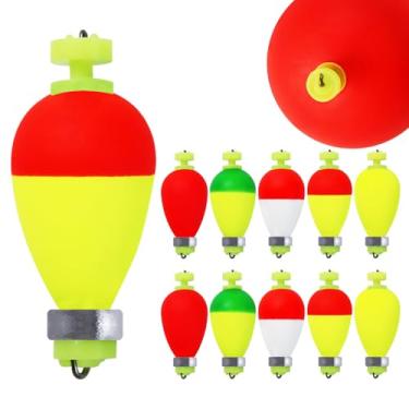Imagem de CWSDXM Pacote com 10 boias deslizantes de espuma para pesca de bluegill, tipo de peixe, robalo e truta (Oval, 9,7 cm)